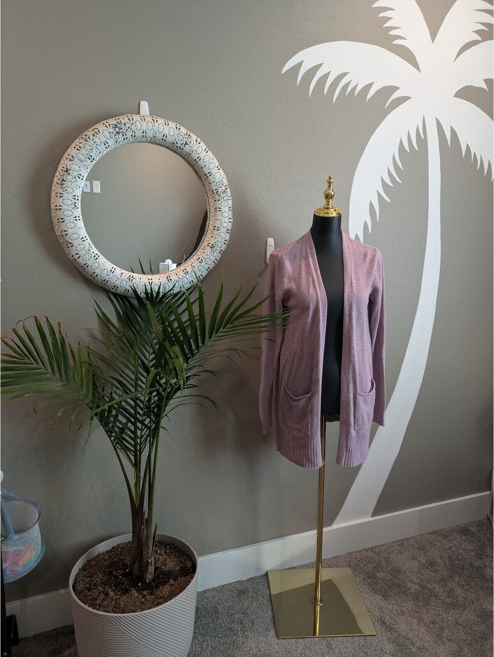 Light pinkish/purple Open Front Cardigan with Pockets